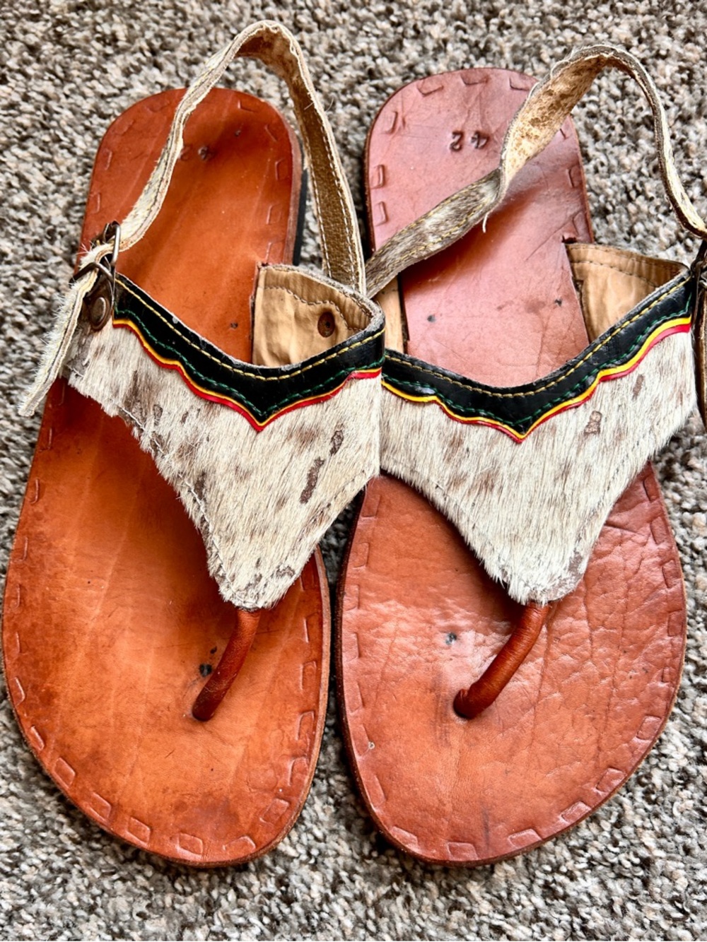Handcrafted Brown Leather Flip-Flops with Cowhide Upper